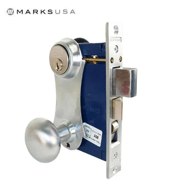 Marks USA - Series 21AC - Ornamental Iron Mortise Lockset - Double Cylinder - Backset: 2-1/2" - Entrance - Optional Handing