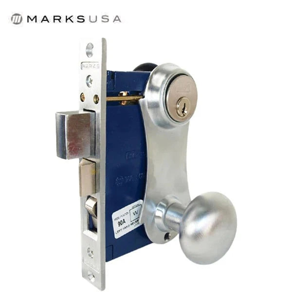 Marks USA - Series 21AC - Ornamental Iron Mortise Lockset - Double Cylinder - Backset: 2-1/2" - Entrance - Optional Handing